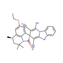 CCOc1cc2c3c(c1)[C@@]1(C(=O)N3C(C)(C)C[C@H]2C)C(C#N)=C(N)N2C(=C1C#N)Nc1ccccc12 ZINC000001461516