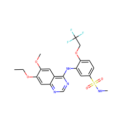 CCOc1cc2ncnc(Nc3cc(S(=O)(=O)NC)ccc3OCC(F)(F)F)c2cc1OC ZINC000143531073