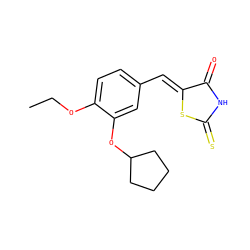 CCOc1ccc(/C=C2\SC(=S)NC2=O)cc1OC1CCCC1 ZINC000029126275