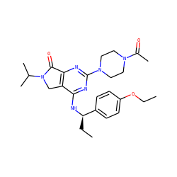CCOc1ccc([C@@H](CC)Nc2nc(N3CCN(C(C)=O)CC3)nc3c2CN(C(C)C)C3=O)cc1 ZINC000084615659