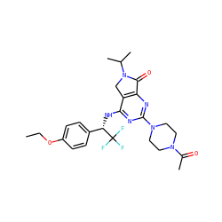 CCOc1ccc([C@H](Nc2nc(N3CCN(C(C)=O)CC3)nc3c2CN(C(C)C)C3=O)C(F)(F)F)cc1 ZINC000084619266