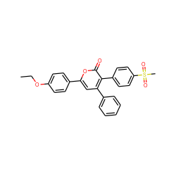 CCOc1ccc(-c2cc(-c3ccccc3)c(-c3ccc(S(C)(=O)=O)cc3)c(=O)o2)cc1 ZINC000003963000