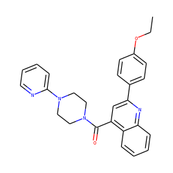 CCOc1ccc(-c2cc(C(=O)N3CCN(c4ccccn4)CC3)c3ccccc3n2)cc1 ZINC000003044941