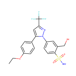 CCOc1ccc(-c2cc(C(F)(F)F)nn2-c2ccc(S(N)(=O)=O)c(CO)c2)cc1 ZINC000013589008