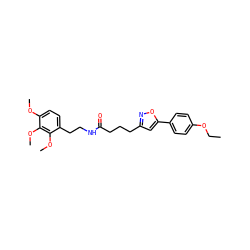 CCOc1ccc(-c2cc(CCCC(=O)NCCc3ccc(OC)c(OC)c3OC)no2)cc1 ZINC000004034704