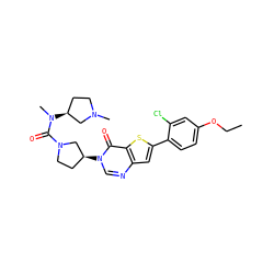 CCOc1ccc(-c2cc3ncn([C@H]4CCN(C(=O)N(C)[C@H]5CCN(C)C5)C4)c(=O)c3s2)c(Cl)c1 ZINC000028818546
