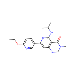 CCOc1ccc(-c2cc3ncn(C)c(=O)c3c(NC(C)C)n2)cn1 ZINC000115625219