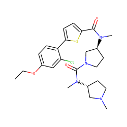 CCOc1ccc(-c2ccc(C(=O)N(C)[C@H]3CCN(C(=O)N(C)[C@@H]4CCN(C)C4)C3)s2)c(Cl)c1 ZINC000013981373