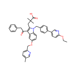 CCOc1ccc(-c2ccc(Cn3c(CC(C)(C)C(=O)O)c(C(=O)Cc4ccccc4)c4cc(OCc5ccc(C)cn5)ccc43)cc2)cn1 ZINC000082138043