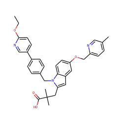 CCOc1ccc(-c2ccc(Cn3c(CC(C)(C)C(=O)O)cc4cc(OCc5ccc(C)cn5)ccc43)cc2)cn1 ZINC000073156079