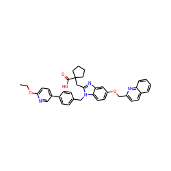 CCOc1ccc(-c2ccc(Cn3c(CC4(C(=O)O)CCCC4)nc4cc(OCc5ccc6ccccc6n5)ccc43)cc2)cn1 ZINC000226138474