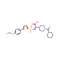 CCOc1ccc(-c2ccc(S(=O)(=O)N[C@@H](C(=O)O)C3CCN(C(=O)C4CCCCC4)CC3)s2)cc1 ZINC000049878577