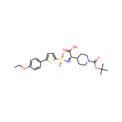 CCOc1ccc(-c2ccc(S(=O)(=O)N[C@@H](C(=O)O)C3CCN(C(=O)OC(C)(C)C)CC3)s2)cc1 ZINC000040880705