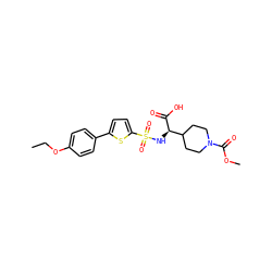 CCOc1ccc(-c2ccc(S(=O)(=O)N[C@@H](C(=O)O)C3CCN(C(=O)OC)CC3)s2)cc1 ZINC000040874658