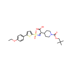 CCOc1ccc(-c2ccc(S(=O)(=O)N[C@@H](C(=O)O)C3CCN(C(=O)OCC(C)(C)C)CC3)s2)cc1 ZINC000042850771