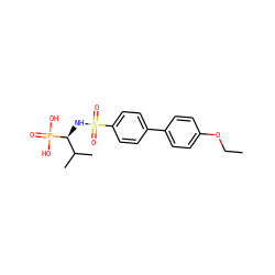 CCOc1ccc(-c2ccc(S(=O)(=O)N[C@@H](C(C)C)P(=O)(O)O)cc2)cc1 ZINC000028642141