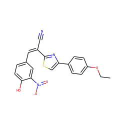 CCOc1ccc(-c2csc(/C(C#N)=C\c3ccc(O)c([N+](=O)[O-])c3)n2)cc1 ZINC000036386165