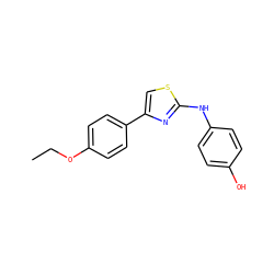 CCOc1ccc(-c2csc(Nc3ccc(O)cc3)n2)cc1 ZINC000299832115