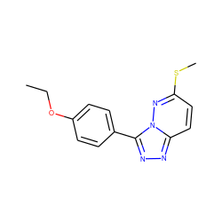 CCOc1ccc(-c2nnc3ccc(SC)nn23)cc1 ZINC000004078777