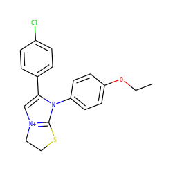 CCOc1ccc(-n2c(-c3ccc(Cl)cc3)c[n+]3c2SCC3)cc1 ZINC000003285190