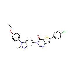 CCOc1ccc(-n2c(C)nc3cc(-n4cnc5cc(-c6ccc(Cl)cc6)sc5c4=O)ccc32)cc1 ZINC000040568481