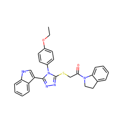 CCOc1ccc(-n2c(SCC(=O)N3CCc4ccccc43)nnc2-c2c[nH]c3ccccc23)cc1 ZINC000013120575