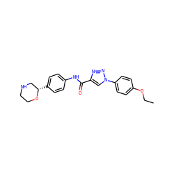 CCOc1ccc(-n2cc(C(=O)Nc3ccc([C@H]4CNCCO4)cc3)nn2)cc1 ZINC000146982771