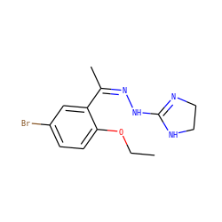 CCOc1ccc(Br)cc1/C(C)=N\NC1=NCCN1 ZINC000013110967
