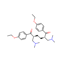 CCOc1ccc(C(=O)[C@@H](CC[C@H](CN(C)C)C(=O)c2ccc(OCC)cc2)CN(C)C)cc1 ZINC000008691051