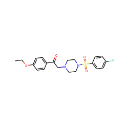 CCOc1ccc(C(=O)CN2CCN(S(=O)(=O)c3ccc(F)cc3)CC2)cc1 ZINC000036227530