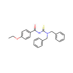 CCOc1ccc(C(=O)NC(=S)N(Cc2ccccc2)Cc2ccccc2)cc1 ZINC000001049935