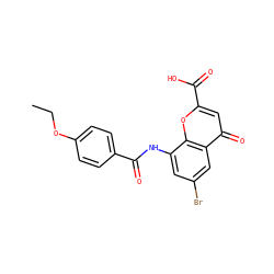 CCOc1ccc(C(=O)Nc2cc(Br)cc3c(=O)cc(C(=O)O)oc23)cc1 ZINC000096271899