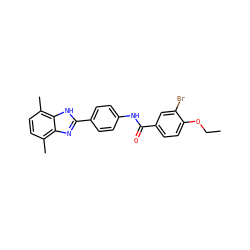 CCOc1ccc(C(=O)Nc2ccc(-c3nc4c(C)ccc(C)c4[nH]3)cc2)cc1Br ZINC000028563542