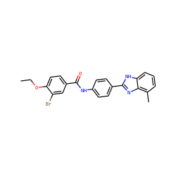 CCOc1ccc(C(=O)Nc2ccc(-c3nc4c(C)cccc4[nH]3)cc2)cc1Br ZINC000013980936