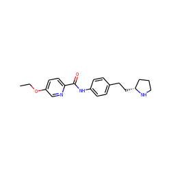 CCOc1ccc(C(=O)Nc2ccc(CC[C@@H]3CCCN3)cc2)nc1 ZINC000117726504