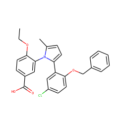 CCOc1ccc(C(=O)O)cc1-n1c(C)ccc1-c1cc(Cl)ccc1OCc1ccccc1 ZINC000028818976