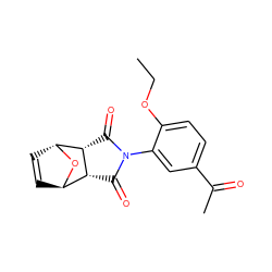 CCOc1ccc(C(C)=O)cc1N1C(=O)[C@@H]2[C@H]3C=C[C@@H](O3)[C@@H]2C1=O ZINC000169363837