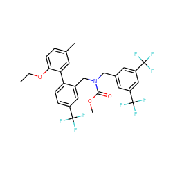 CCOc1ccc(C)cc1-c1ccc(C(F)(F)F)cc1CN(Cc1cc(C(F)(F)F)cc(C(F)(F)F)c1)C(=O)OC ZINC000064559409