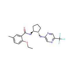 CCOc1ccc(C)cc1C(=O)N[C@H]1CCC[C@@H]1Nc1cnc(C(F)(F)F)cn1 ZINC001772639273