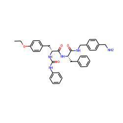 CCOc1ccc(C[C@@H](NC(=O)Nc2ccccc2)C(=O)N[C@@H](Cc2ccccc2)C(=O)NCc2ccc(CN)cc2)cc1 ZINC000206317095