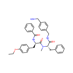 CCOc1ccc(C[C@@H](NC(=O)c2ccccc2)C(=O)N(C)[C@@H](Cc2ccccc2)C(=O)NCc2ccc(CN)cc2)cc1 ZINC000206305718