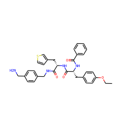 CCOc1ccc(C[C@@H](NC(=O)c2ccccc2)C(=O)N[C@@H](Cc2ccsc2)C(=O)NCc2ccc(CN)cc2)cc1 ZINC000206146007