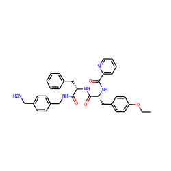 CCOc1ccc(C[C@@H](NC(=O)c2ccccn2)C(=O)N[C@@H](Cc2ccccc2)C(=O)NCc2ccc(CN)cc2)cc1 ZINC000206140194