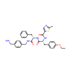 CCOc1ccc(C[C@@H](NC(=O)c2cnc(C)s2)C(=O)N[C@@H](Cc2ccccc2)C(=O)NCc2ccc(CN)cc2)cc1 ZINC000206140453