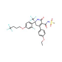 CCOc1ccc(C2=C(C(=O)NS(C)(=O)=O)C(=O)N[C@@](c3ccc(OCCCC(F)(F)F)cc3F)(C(F)(F)F)C2)cc1 ZINC001772612555