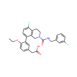 CCOc1ccc(CC(=O)O)cc1-c1ccc(F)c2c1CN(C(=O)NCc1cccc(F)c1)CC2 ZINC000144069439