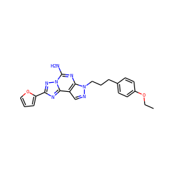 CCOc1ccc(CCCn2ncc3c2nc(N)n2nc(-c4ccco4)nc32)cc1 ZINC000064540170