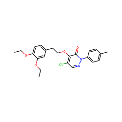 CCOc1ccc(CCOc2c(Cl)cnn(-c3ccc(C)cc3)c2=O)cc1OCC ZINC000066167320