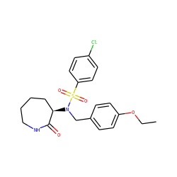 CCOc1ccc(CN([C@@H]2CCCCNC2=O)S(=O)(=O)c2ccc(Cl)cc2)cc1 ZINC000028957553