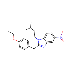 CCOc1ccc(Cc2nc3cc([N+](=O)[O-])ccc3n2CCC(C)C)cc1 ZINC001772628333